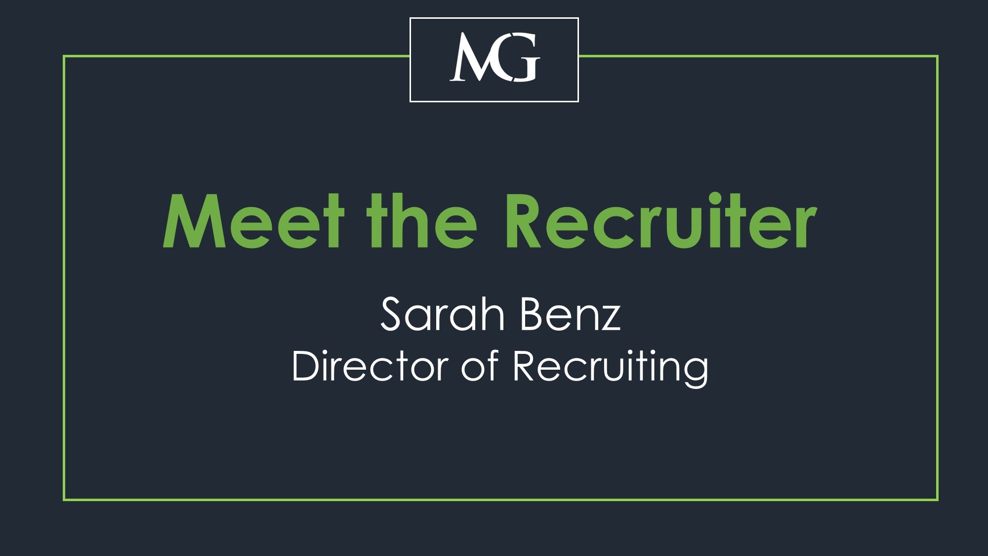 meet the recruiter promo Sarah